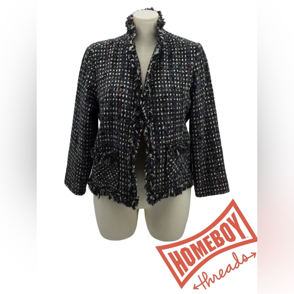 Chico's Black Blazer with Fringe Detail